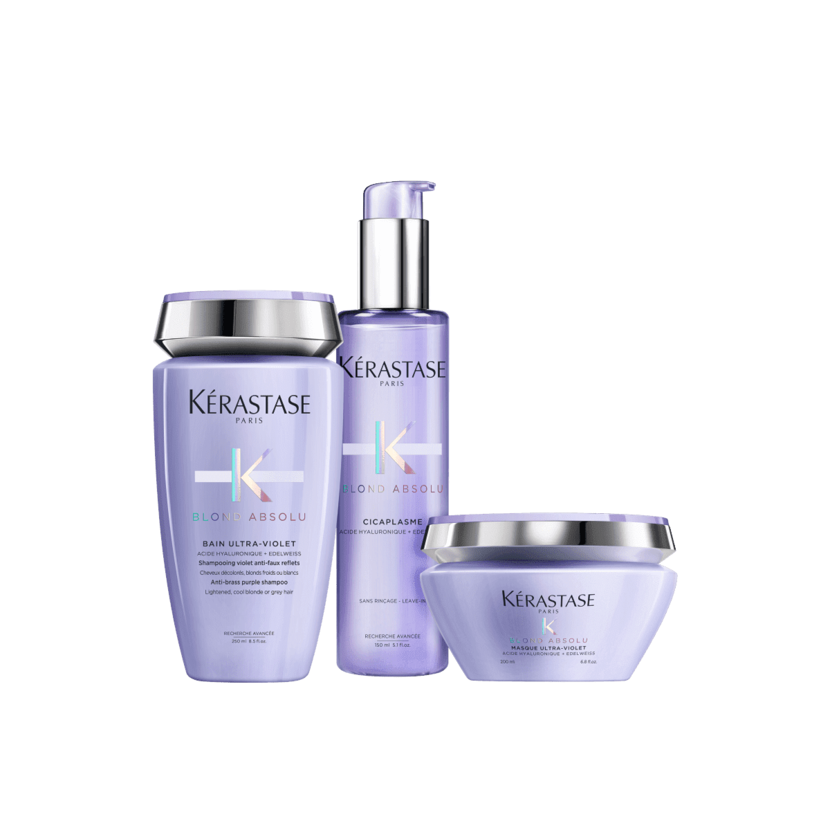 Kit Kérastase Blond Absolu Loiro Platinado (Shampoo + Máscara + Leave-in) Kit Kérastase Blond Absolu Loiro Platinado (Shampoo + Máscara + Leave-in)