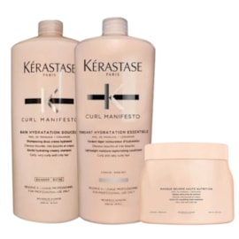 Kit Kérastase Curl Manifesto Shampoo 1 Litro + Condicionador 1 Litro + Máscara 500 ml