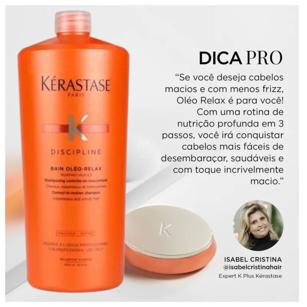 Kit Kérastase Discipline Oléo Relax Shampoo 1 Litro + Maskeratine