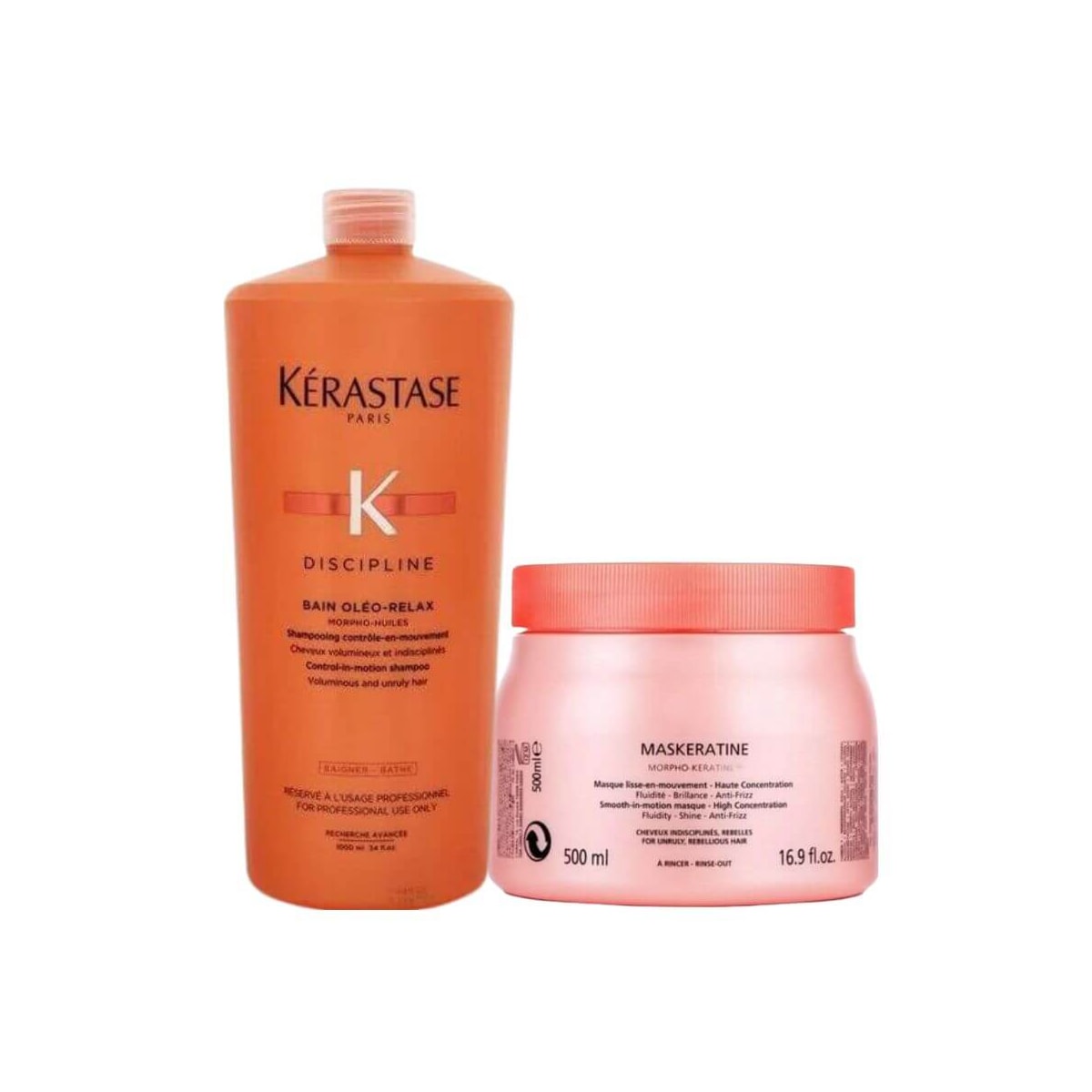 Kit Kérastase Discipline Oléo Relax Shampoo 1 Litro + Maskeratine Máscara 500 g