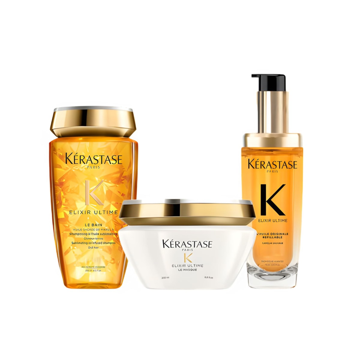 Kit Kérastase Elixir Ultime Masque Originale (Shampoo + Máscara + Oléo) Kit Kérastase Elixir Ultime Masque Originale (Shampoo + Máscara + Oléo)