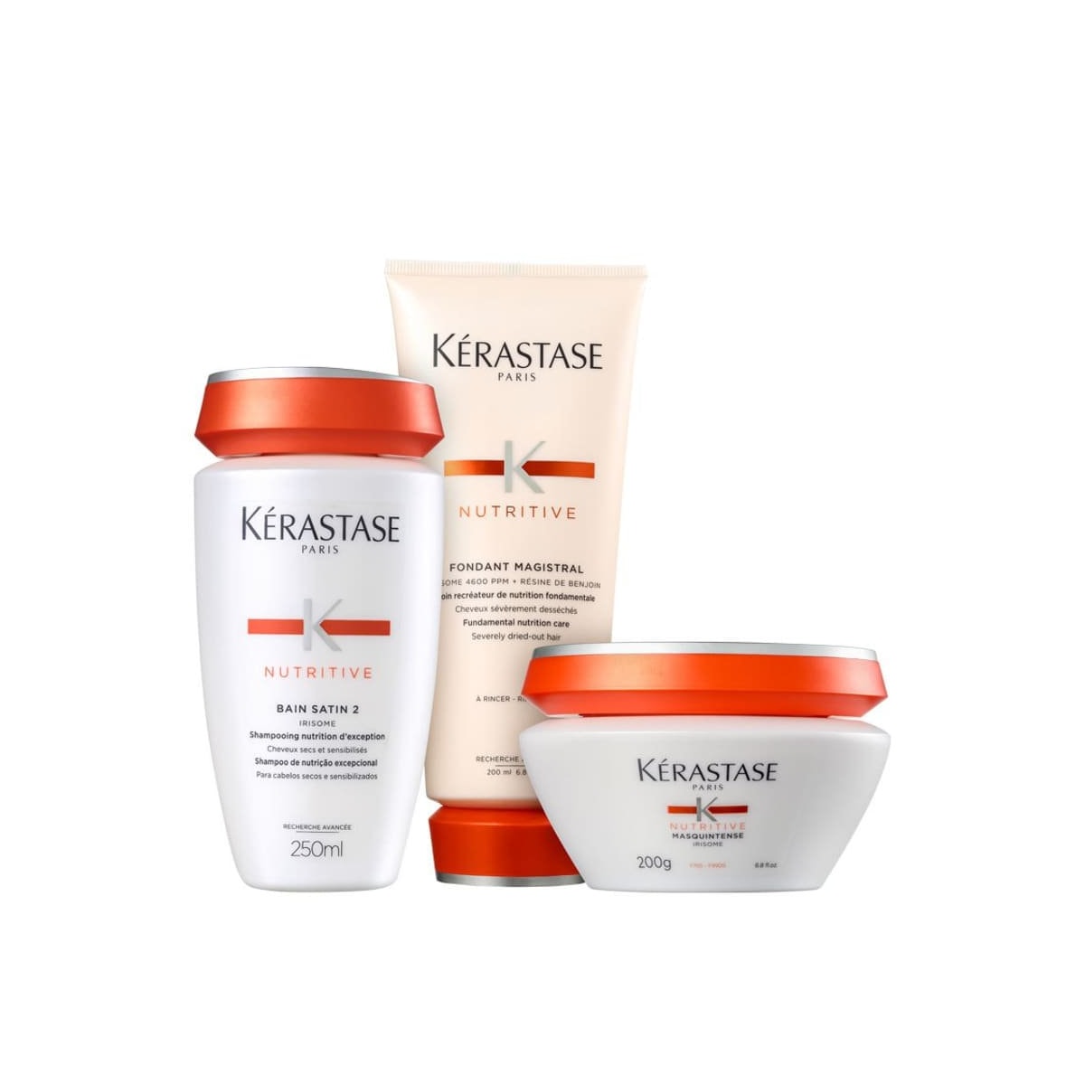 Kit Kérastase Nutritive Satin 2 Shampoo 250 ml + Fondant Magistral 200 ml + Máscara Finos 200 ml