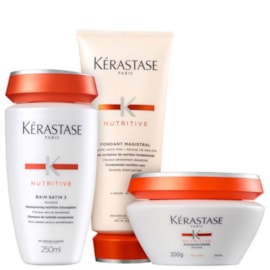 Kit Kérastase Nutritive Satin 2 Shampoo 250 ml + Fondant Magistral 200 ml + Máscara Finos 200 ml