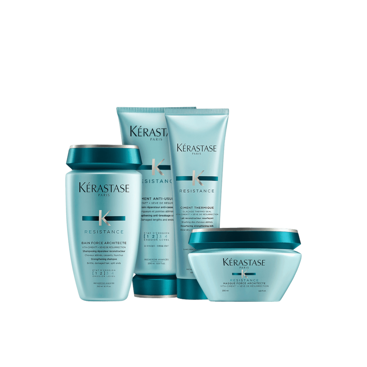 Kit Kérastase Résistance Force Ciment Architect (Shampoo + Condicionador + Máscara + Leave-in)
