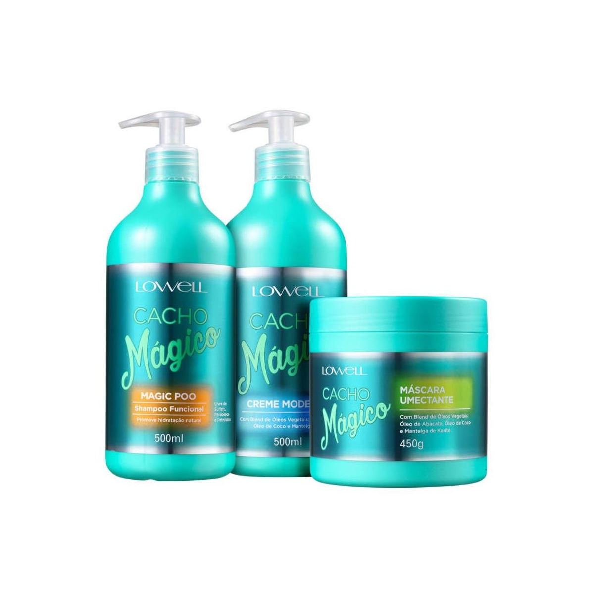 Kit Lowell Cacho Mágico Shampoo 500 ml + Máscara 450 g + Ativador 500 ml Kit Lowell Cacho Mágico Shampoo 500 ml + Máscara 450 g + Ativador 500 ml