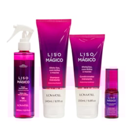 Kit Lowell Keeping Liss Liso Mágico Shampoo + Condicionador + Termoativo + Oleo Capilar