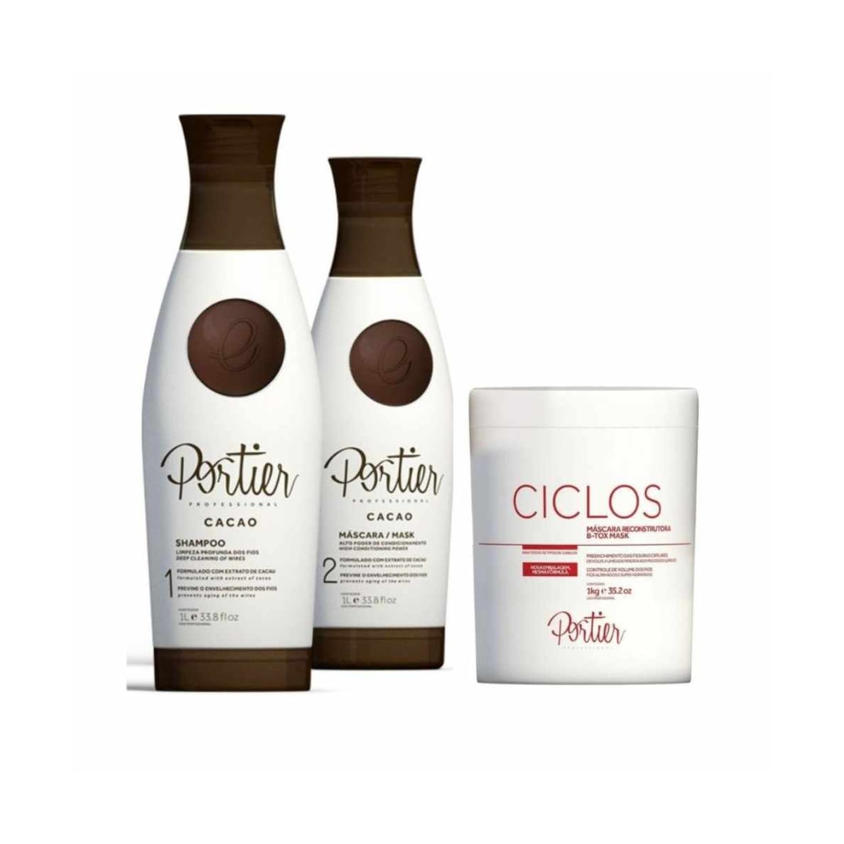 Kit Portier Cacao Escova Progressiva (2 x 1 Litro) + Ciclos B-Tox Máscara Reconstrutora 1 Kg Kit Portier Cacao Escova Progressiva (2 x 1 Litro) + Ciclos B-Tox Máscara Reconstrutora 1 Kg