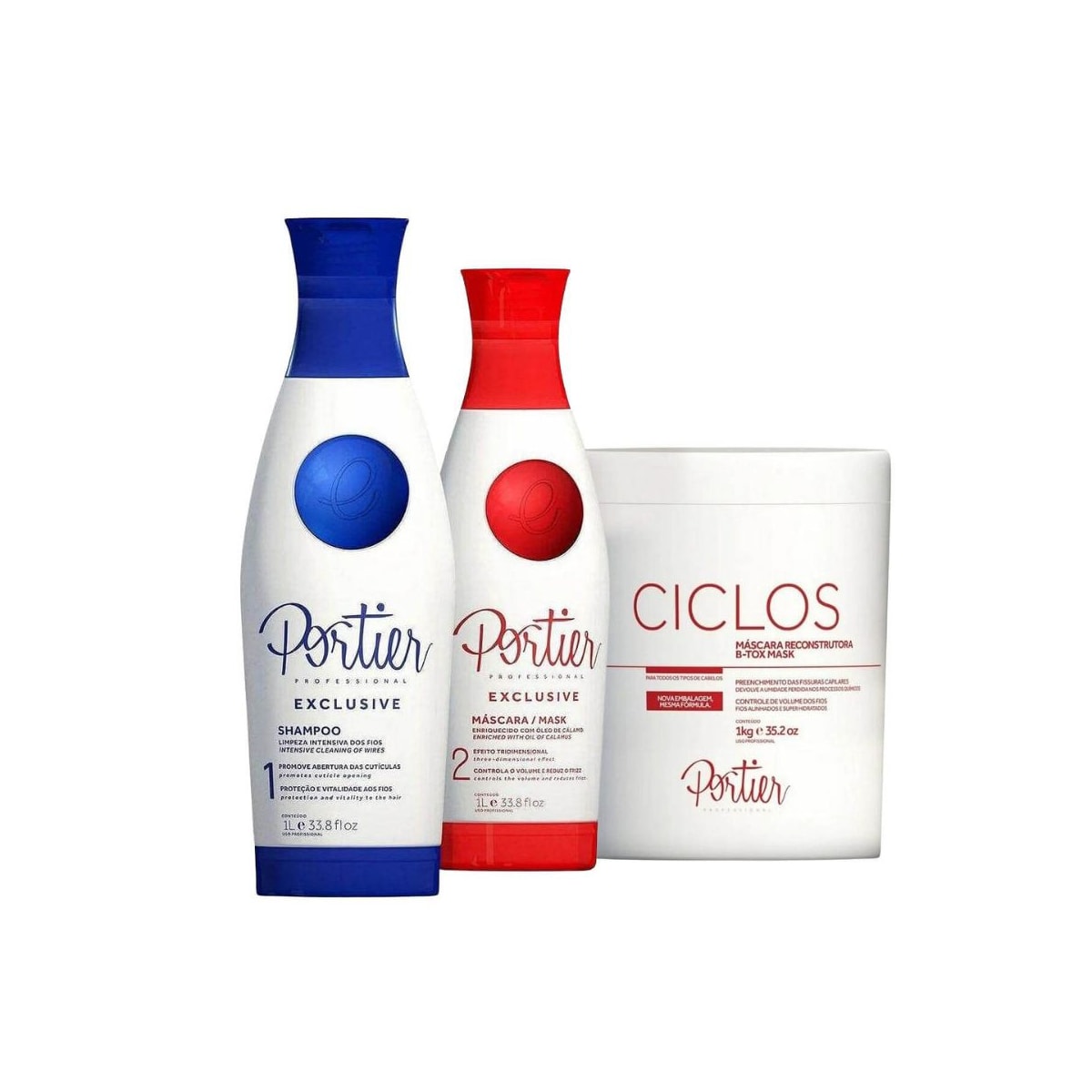 Kit Portier Exclusive Progressiva (2 x 1 Litro) + Máscara Ciclos B-Tox 1 Kg Kit Portier Exclusive Progressiva (2 x 1 Litro) + Máscara Ciclos B-Tox 1 Kg