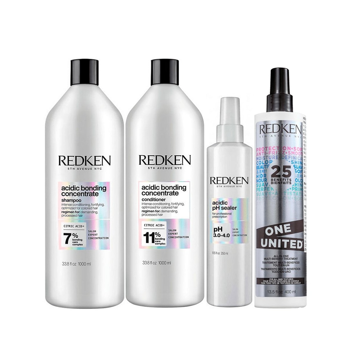 Kit Redken Acidic Bonding Concentrate Duo Grande + pH Sealer 250 ml + Redken One United 25 Benefits Leave-in 400 ml