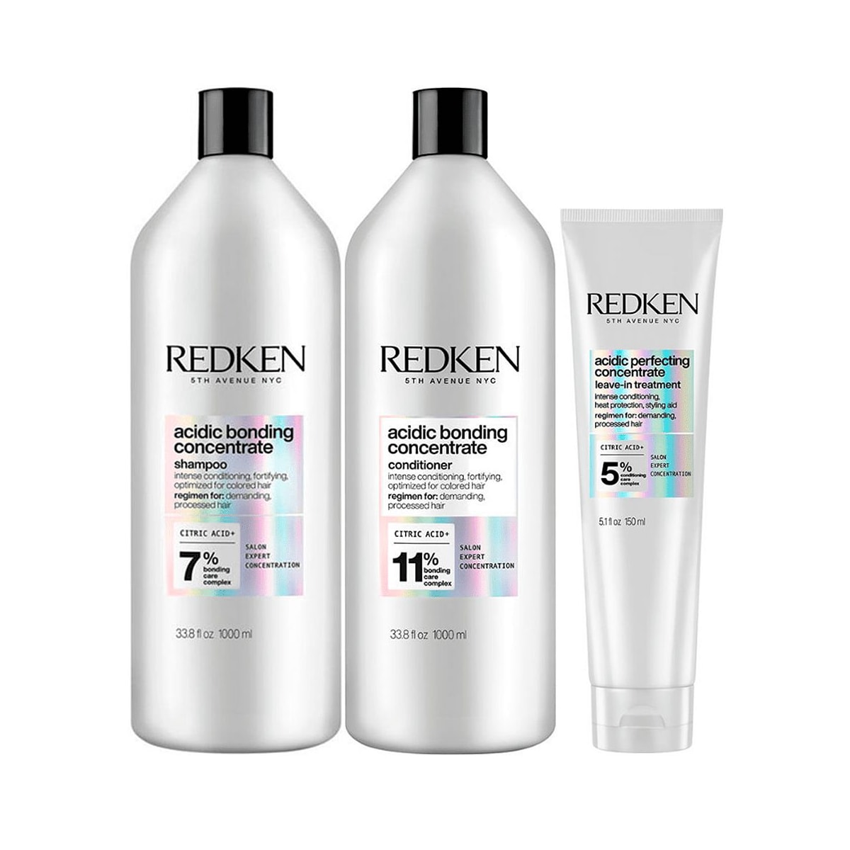 Kit Redken Acidic Bonding Concentrate Shampoo + Condicionador 1 Litro + Concentrate Leave-in 150 ml