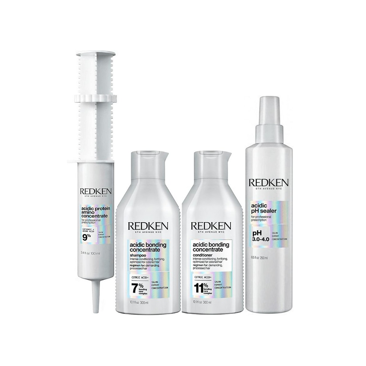 Kit Redken Acidic Bonding Concentrate Shampoo + Condicionador 300 ml + pH Sealer 250 ml + Protein Amino 100 ml Kit Redken Acidic Bonding Concentrate Shampoo + Condicionador 300 ml + pH Sealer 250 ml + Protein Amino 100 ml