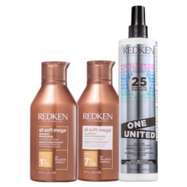 Kit Redken All Soft Mega Shampoo + Condicionador 300 ml + Redken One United 25 Benefits Leave-in 400 ml