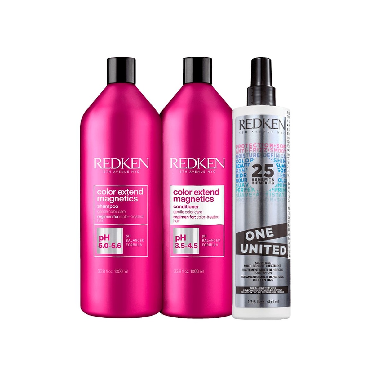 Kit Redken Color Extend Magnetics Shampoo + Condicionador 1 Litro+ Leave-in One United