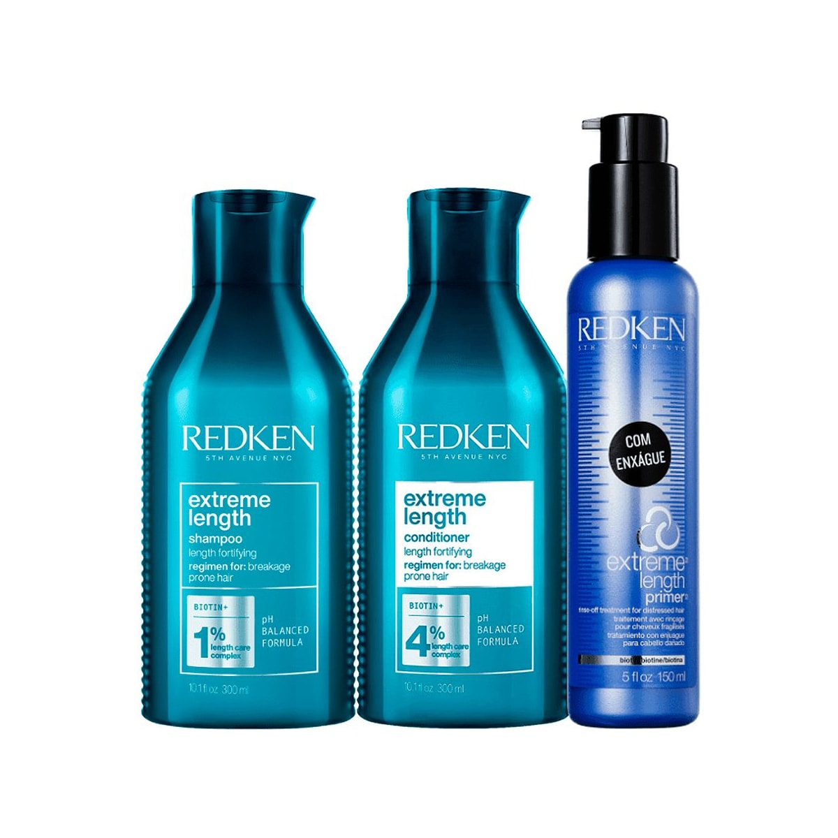 Kit Redken Extreme Length Salon Shampoo + Condicionador 300 ml + Reconstrutor Primer 150 ml