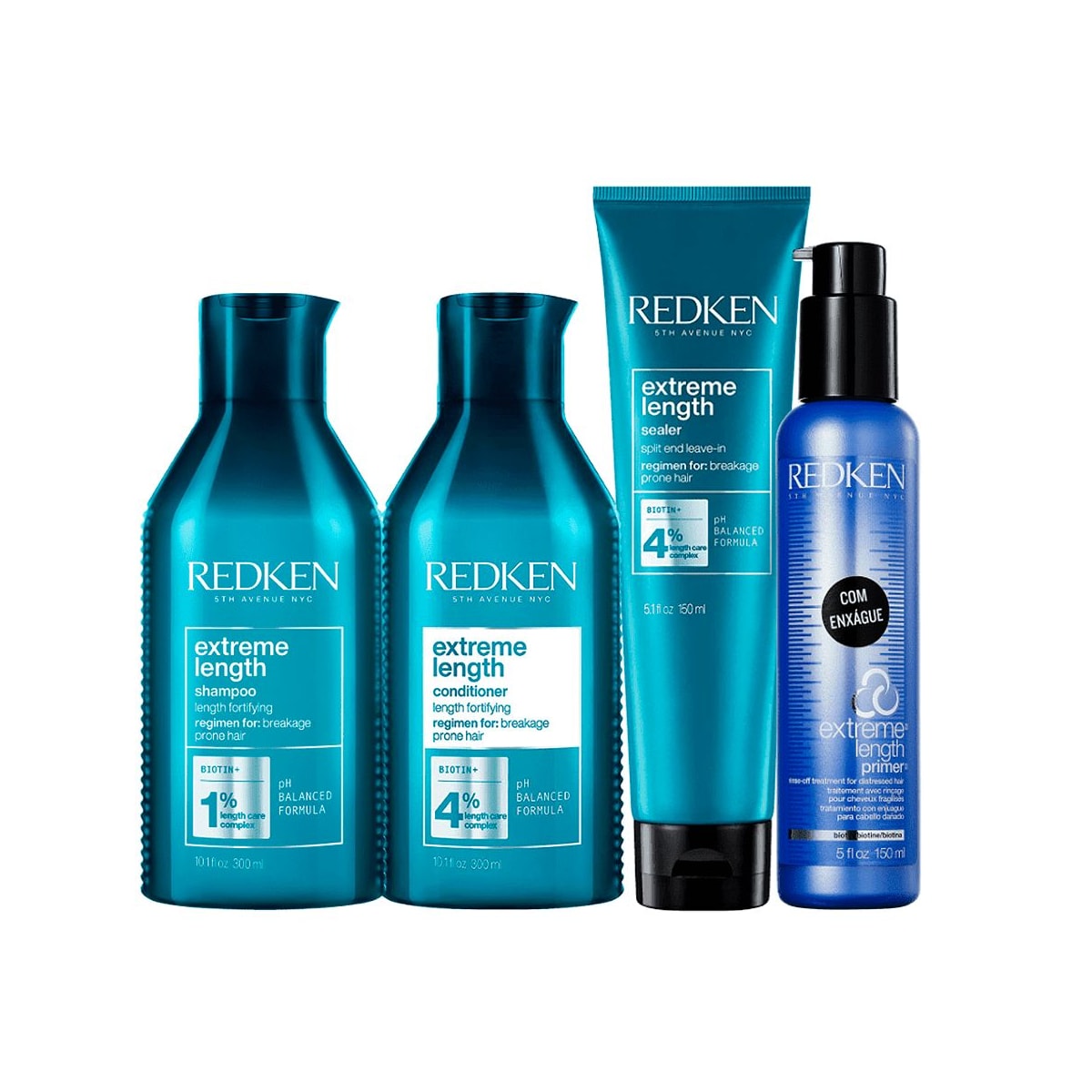 Kit Redken Extreme Length Shampoo + Condicionador 300 ml + Reconstrutor Primer 150 ml + Sealer 150 ml Kit Redken Extreme Length Shampoo + Condicionador 300 ml + Reconstrutor Primer 150 ml + Sealer 150 ml