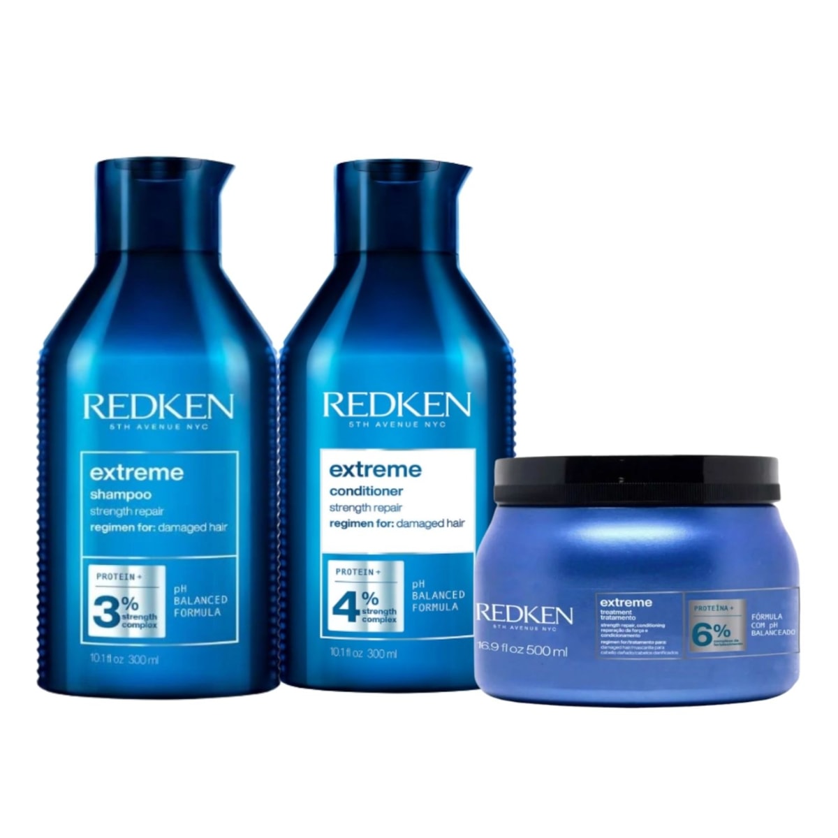 Kit Redken Extreme Shampoo 300 ml + Condicionador 300 ml + Máscara Capilar 500 ml Kit Redken Extreme Shampoo 300 ml + Condicionador 300 ml + Máscara Capilar 500 ml