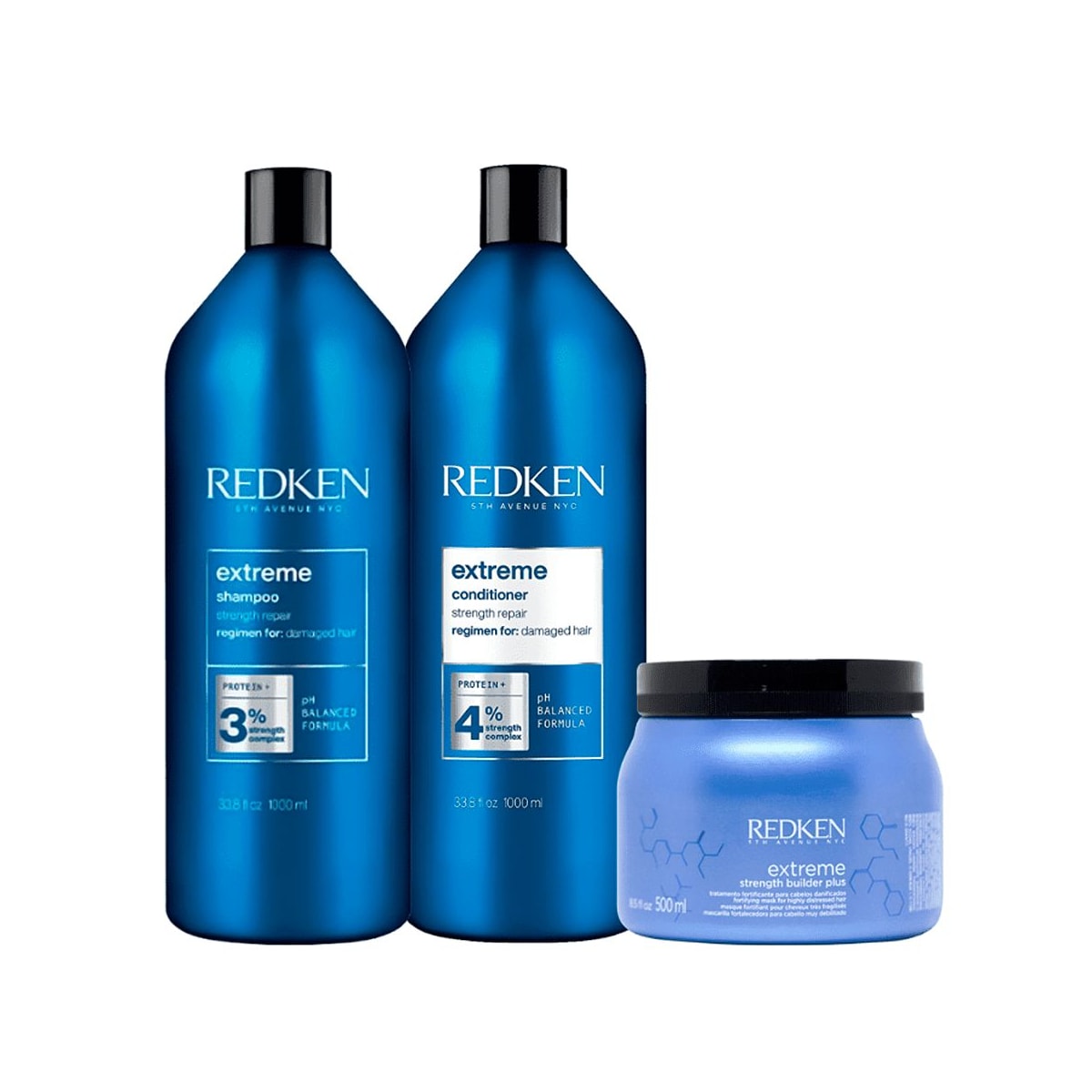 Kit Redken Extreme Shampoo + Condicionador 1 Litro + Máscara Capilar 500 ml Kit Redken Extreme Shampoo + Condicionador 1 Litro + Máscara Capilar 500 ml