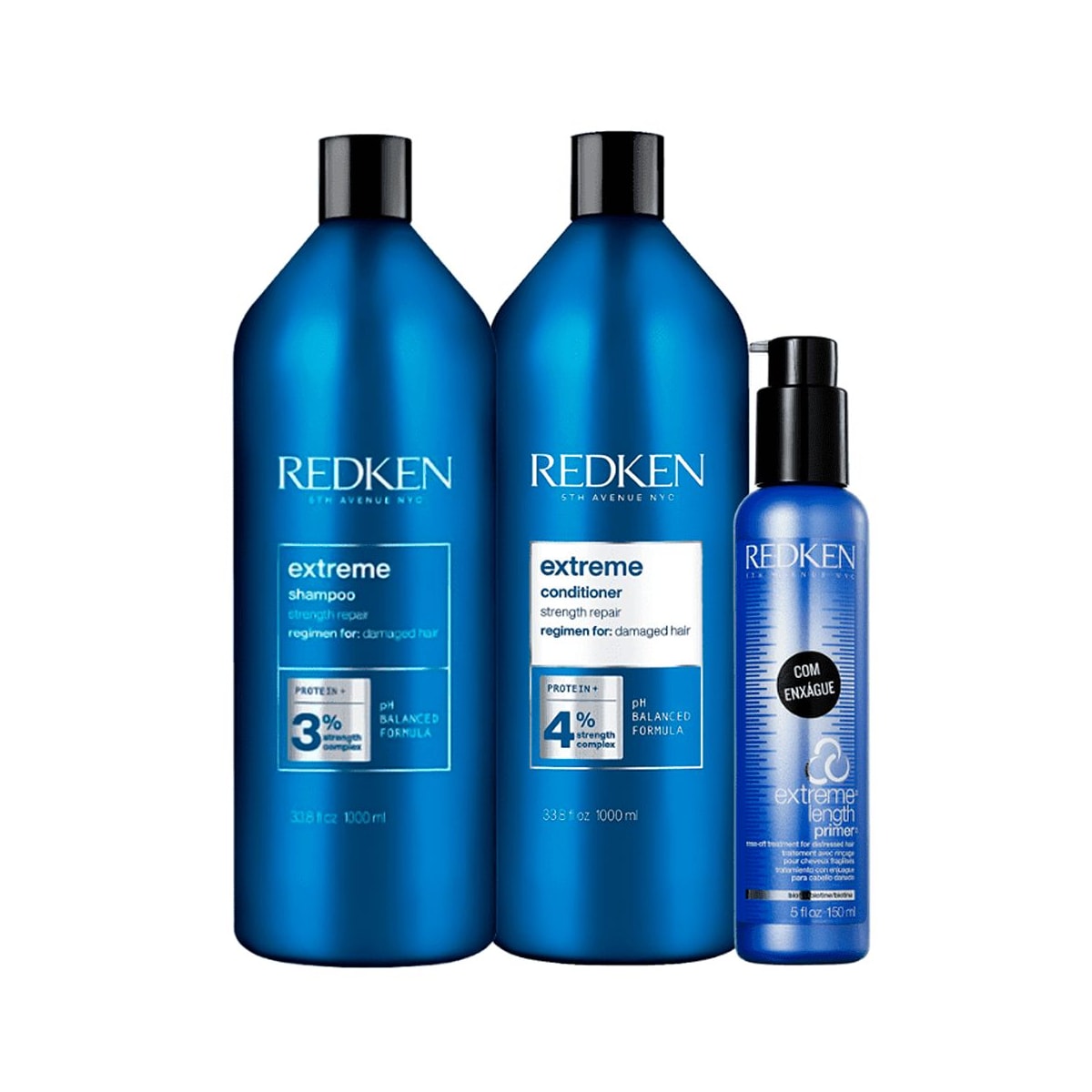 Kit Redken Extreme Shampoo + Condicionador 1 Litro + Tratamento Reconstrutor Primer 150 ml