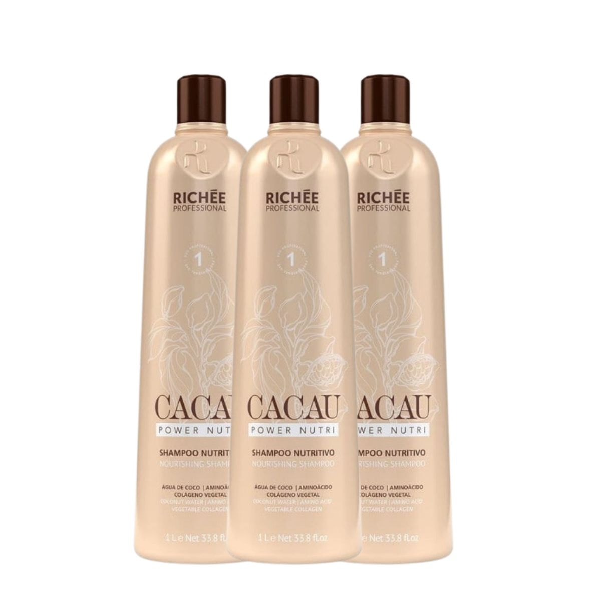 Kit Richée Cacau Power Nutri 3 Shampoo 1 Litro Kit Richée Cacau Power Nutri 3 Shampoo 1 Litro