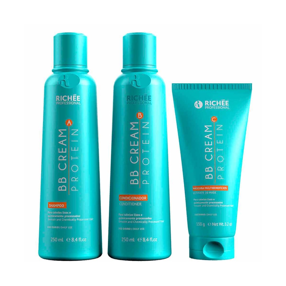 Kit Richée Liso BB Cream Shampoo 250 ml + Condicionador 250 ml + Máscara 150 g