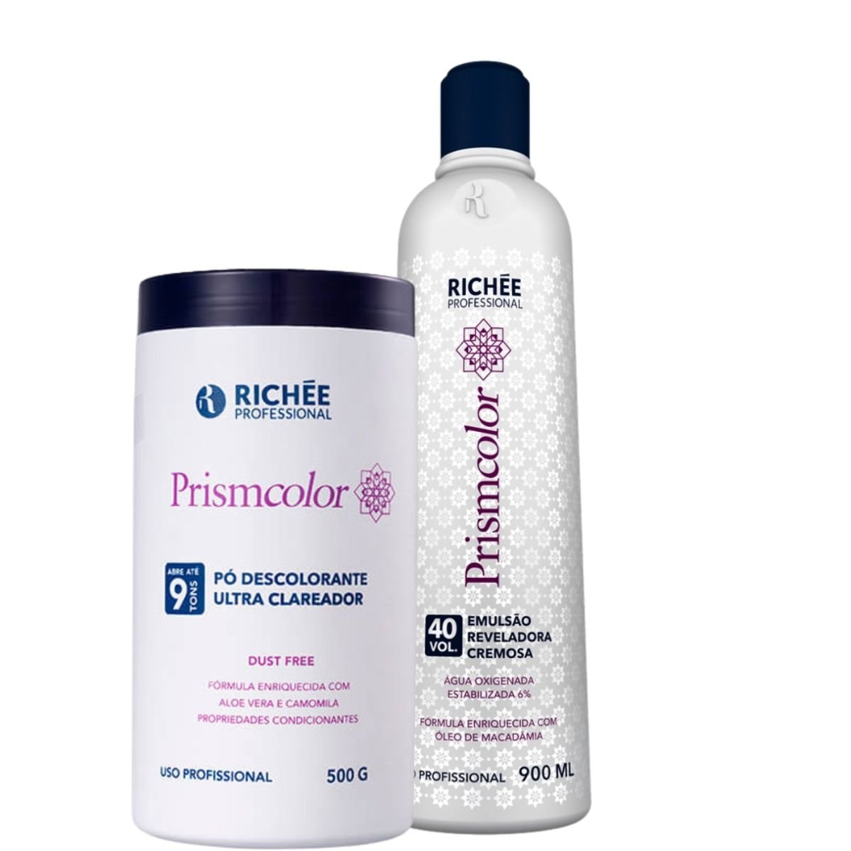 Kit Richée Prismcolor Pó Descolorante 500 g + OX 40 Volumes Kit Richée Prismcolor Pó Descolorante 500 g + OX 40 Volumes