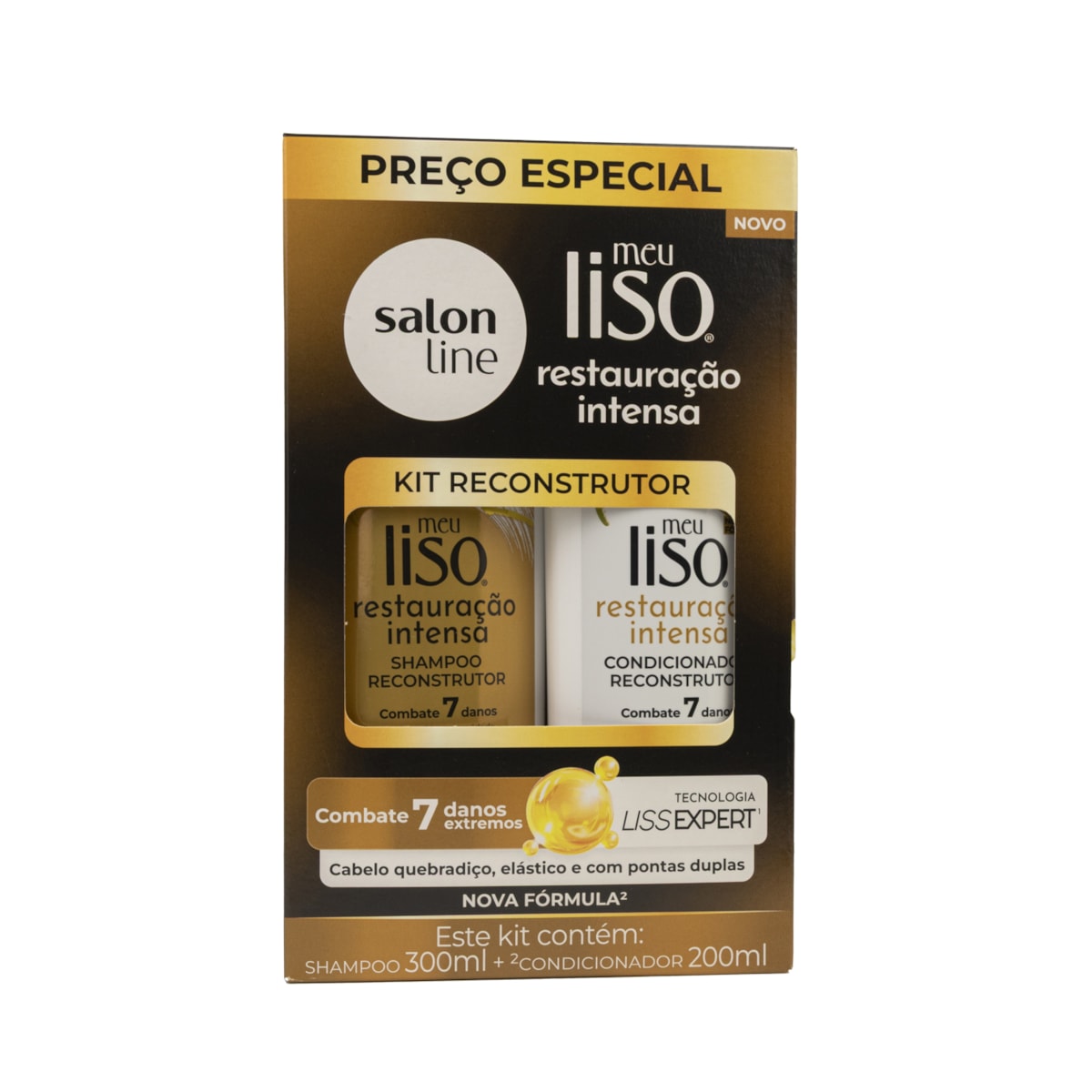 Kit Salon Line Meu Liso Reconstrutor Shampoo Condicionador