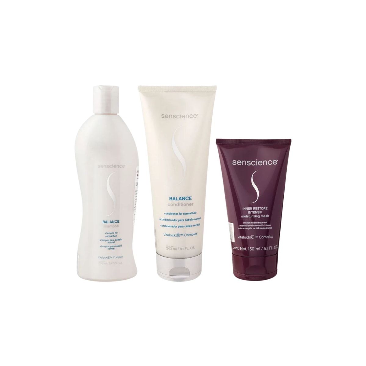 Kit Senscience Balance Shampoo 280 ml + Condicionador 240 ml + Inner Restore Intensif 150 ml Kit Senscience Balance Shampoo 280 ml + Condicionador 240 ml + Inner Restore Intensif 150 ml