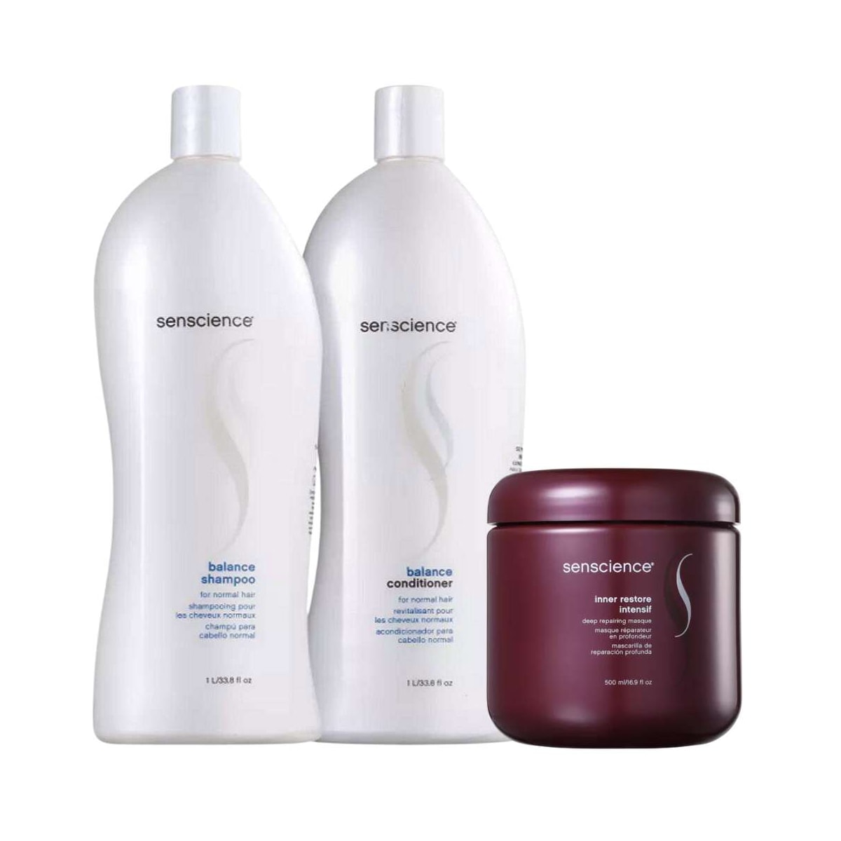 Kit Senscience Balance Shampoo + Condicionador 1 Litro + Inner Restore Intensif 500 ml
