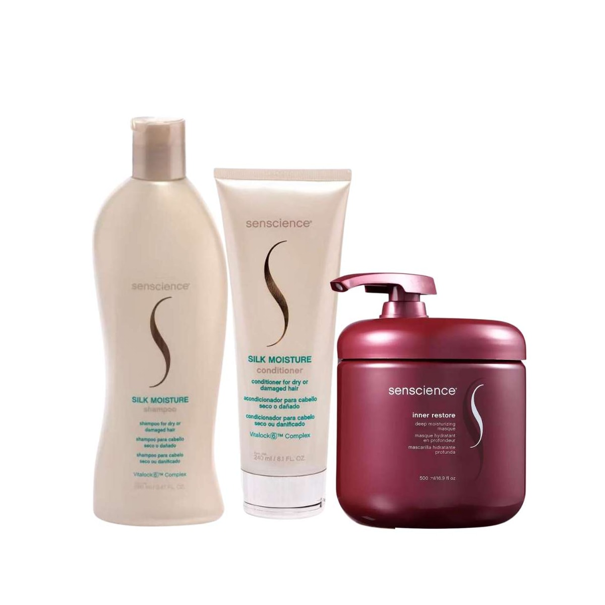 Kit Senscience Silk Moisture Shampoo 280 ml + Condicionador 240 ml + Inner Hidratação 500 ml