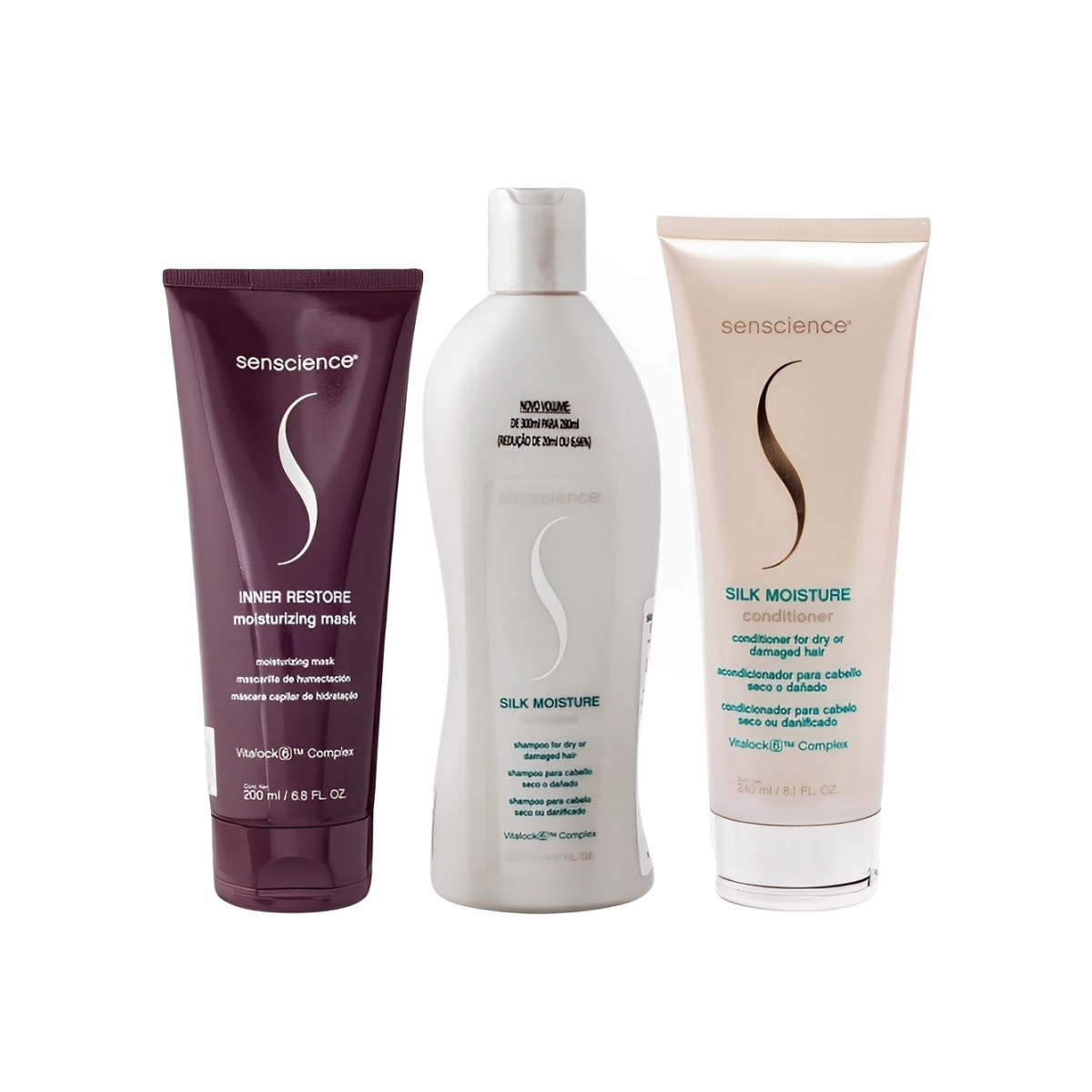 Kit Senscience Silk Moisture Shampoo 280 ml + Condicionador 240 ml + Inner Restore 200 ml Kit Senscience Silk Moisture Shampoo 280 ml + Condicionador 240 ml + Inner Restore 200 ml