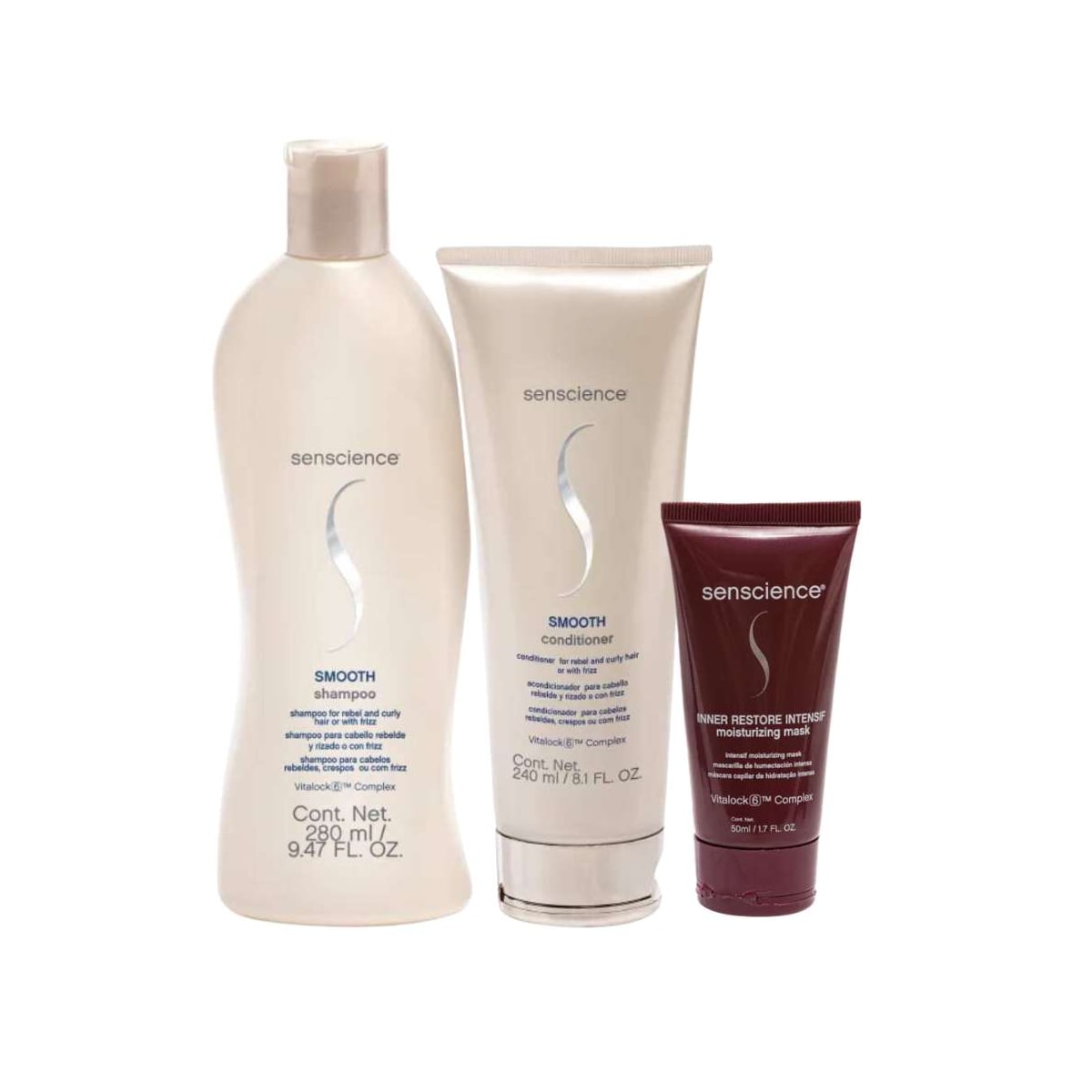Kit Senscience Smooth Shampoo 280 ml + Condicionador 240 ml + Inner Intensif 50 ml