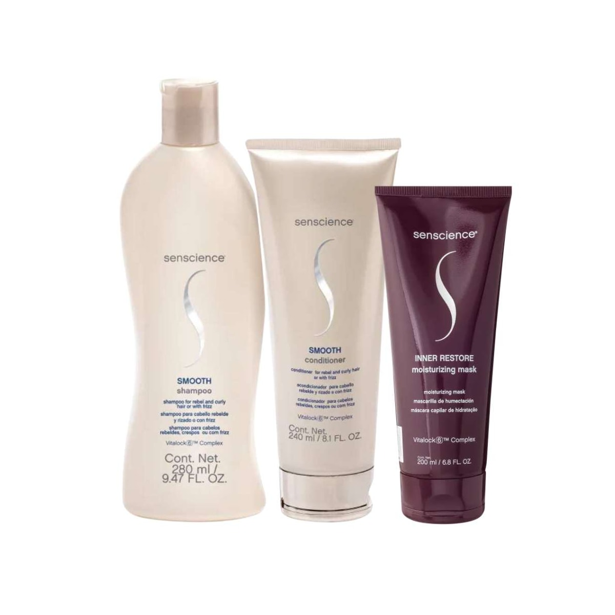 Kit Senscience Smooth Shampoo 280 ml + Condicionador 240 ml + Inner Restore 200 ml Kit Senscience Smooth Shampoo 280 ml + Condicionador 240 ml + Inner Restore 200 ml