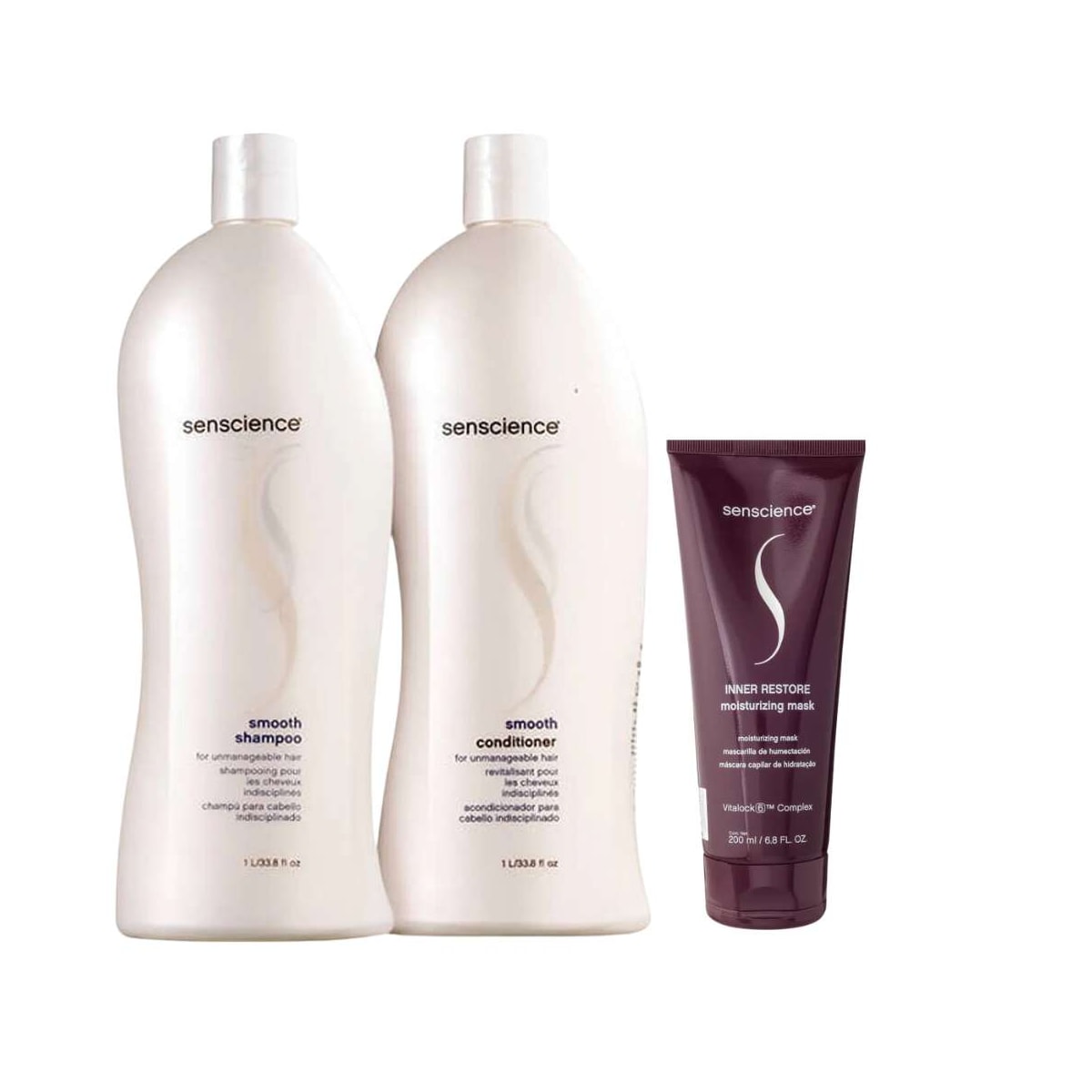 Kit Senscience Smooth Shampoo + Condicionador 1 Litro + Inner Restore 200 ml Kit Senscience Smooth Shampoo + Condicionador 1 Litro + Inner Restore 200 ml