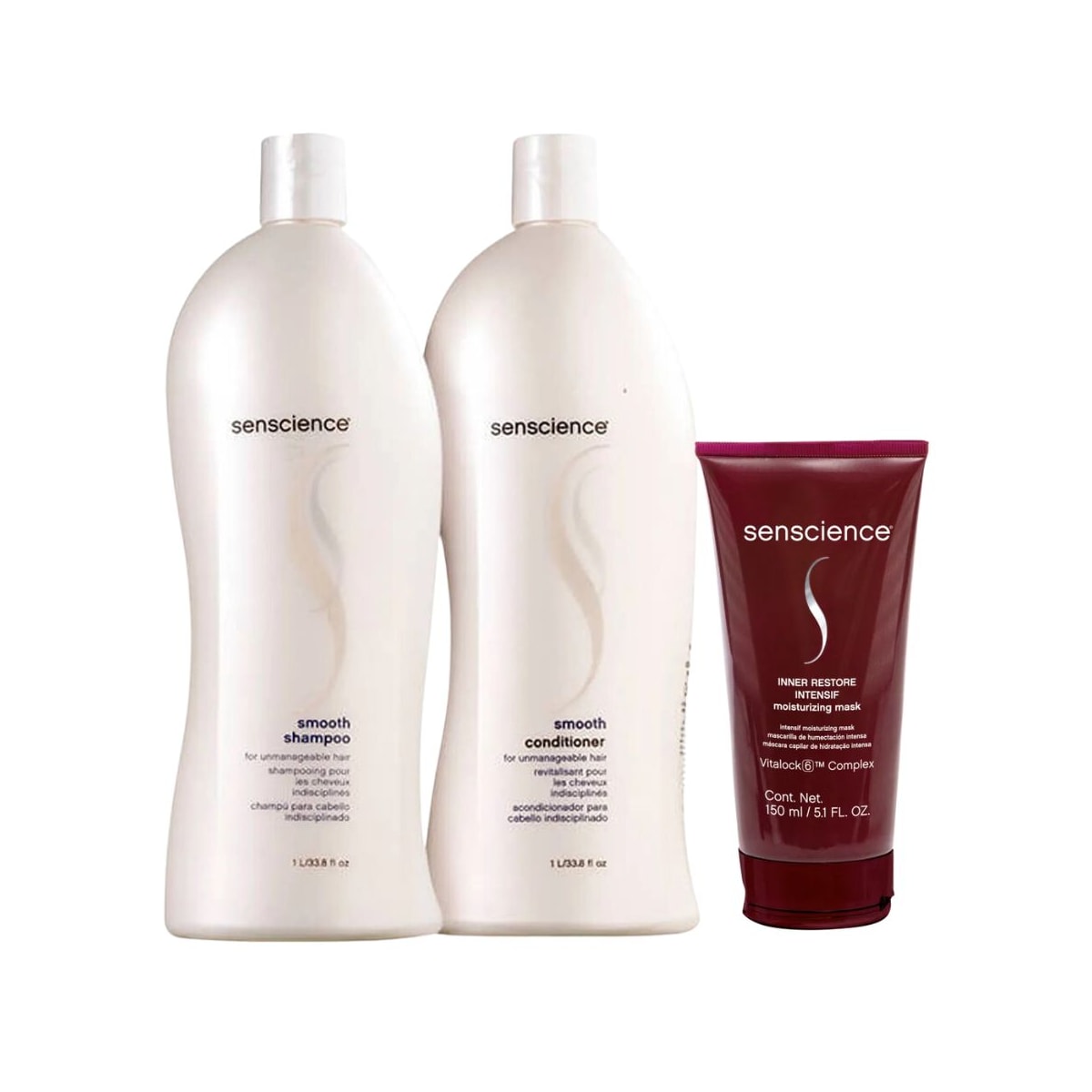 Kit Senscience Smooth Shampoo + Condicionador 1 Litro + Inner Restore Intensif 150 ml Kit Senscience Smooth Shampoo + Condicionador 1 Litro + Inner Restore Intensif 150 ml
