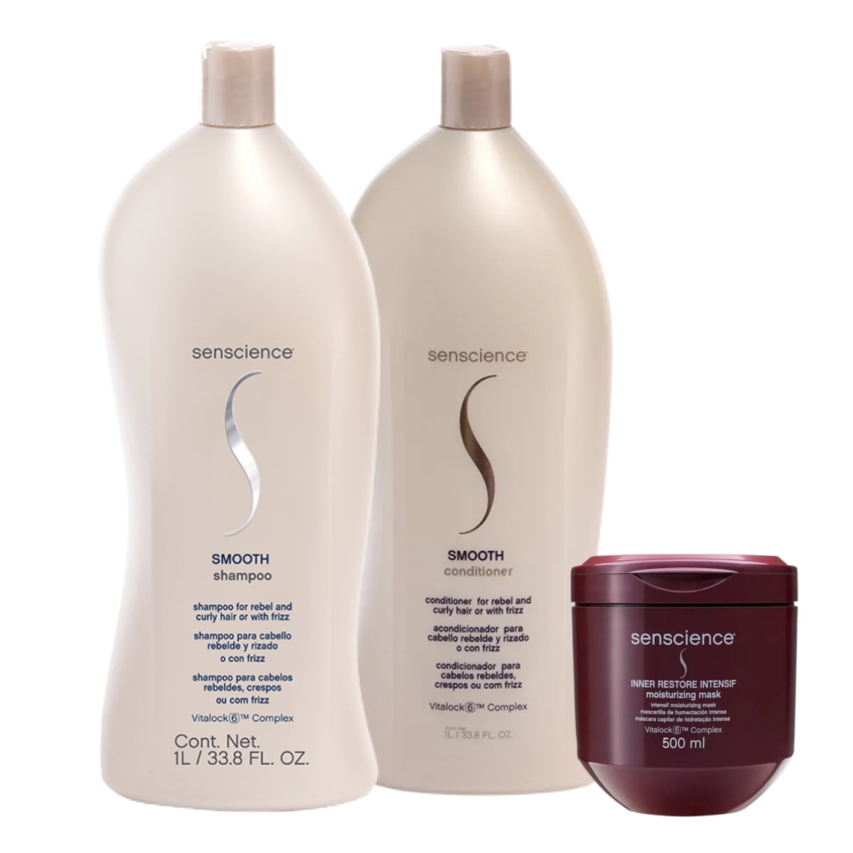 Kit Senscience Smooth Shampoo + Condicionador 1 Litro + Inner Restore Intensif 500 ml Kit Senscience Smooth Shampoo + Condicionador 1 Litro + Inner Restore Intensif 500 ml