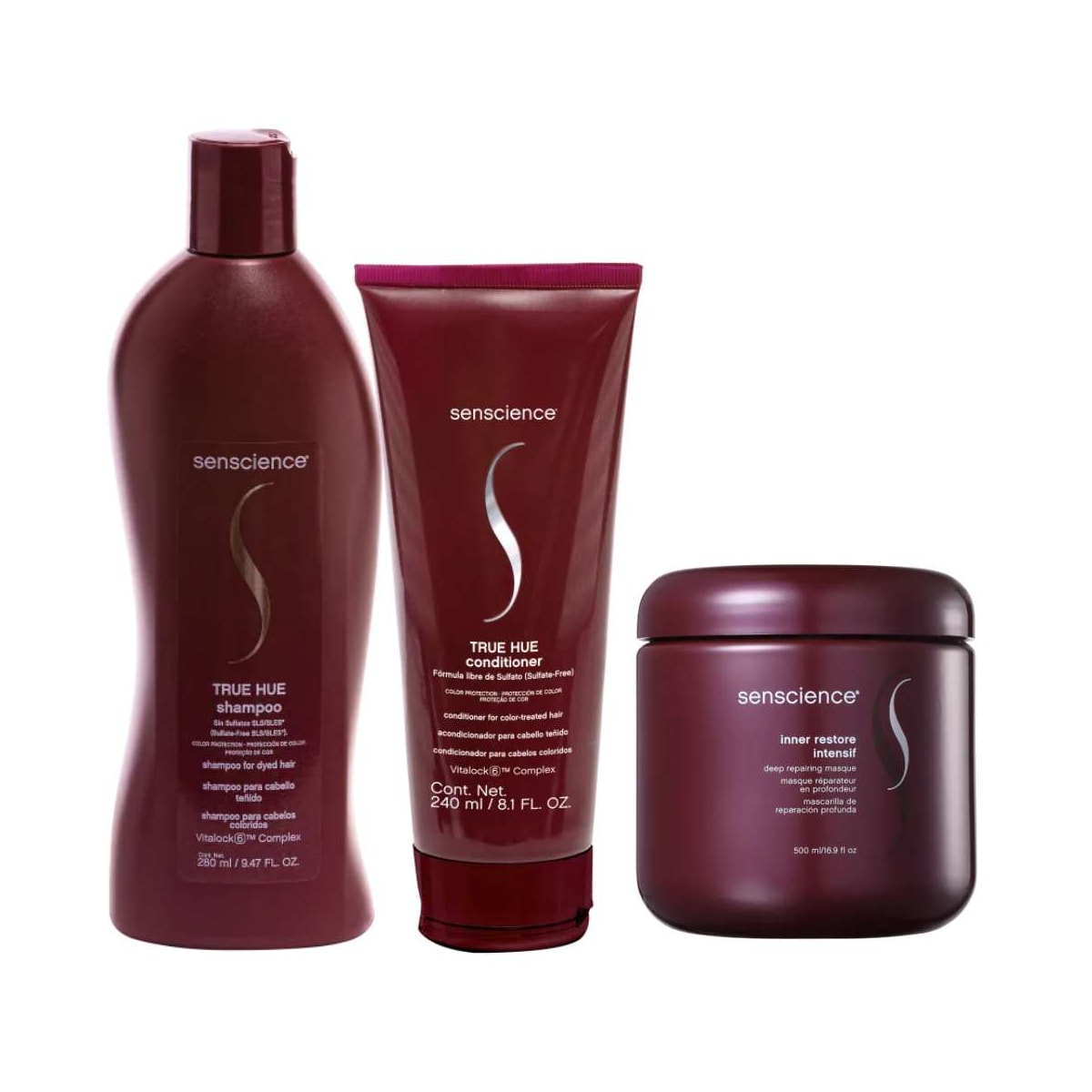 Kit Senscience True Hue Shampoo 280 ml + Condicionador 240 ml + Máscara Inner Intensif 500 ml