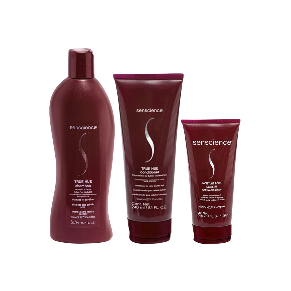 Kit Senscience True Hue Shampoo 280 ml + Condicionador 240 ml + Moisture Lock Leave-in 150 ml