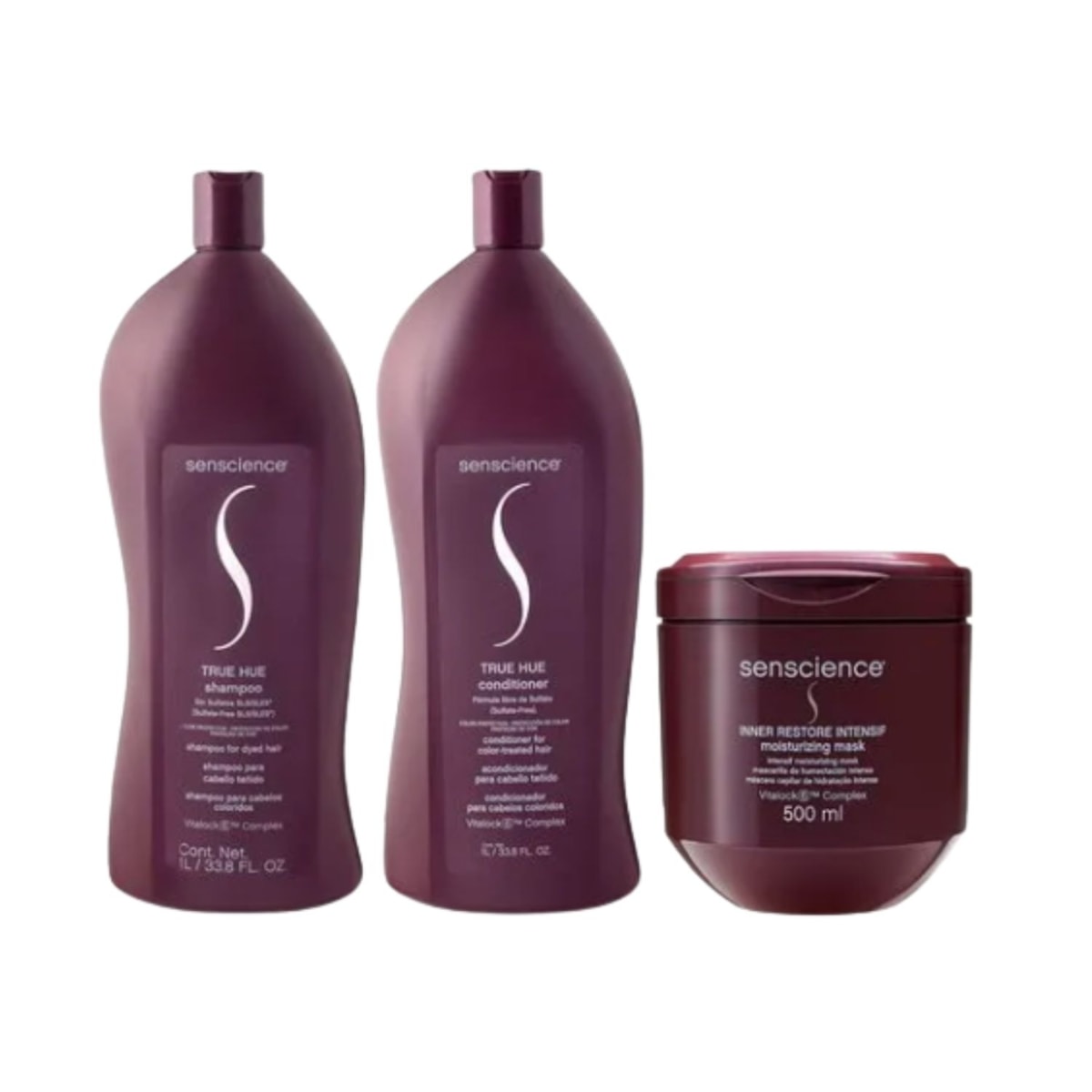 Kit Senscience True Hue Shampoo + Condicionador 1 Litro + Máscara Inner Intensif 500 ml Kit Senscience True Hue Shampoo + Condicionador 1 Litro + Máscara Inner Intensif 500 ml