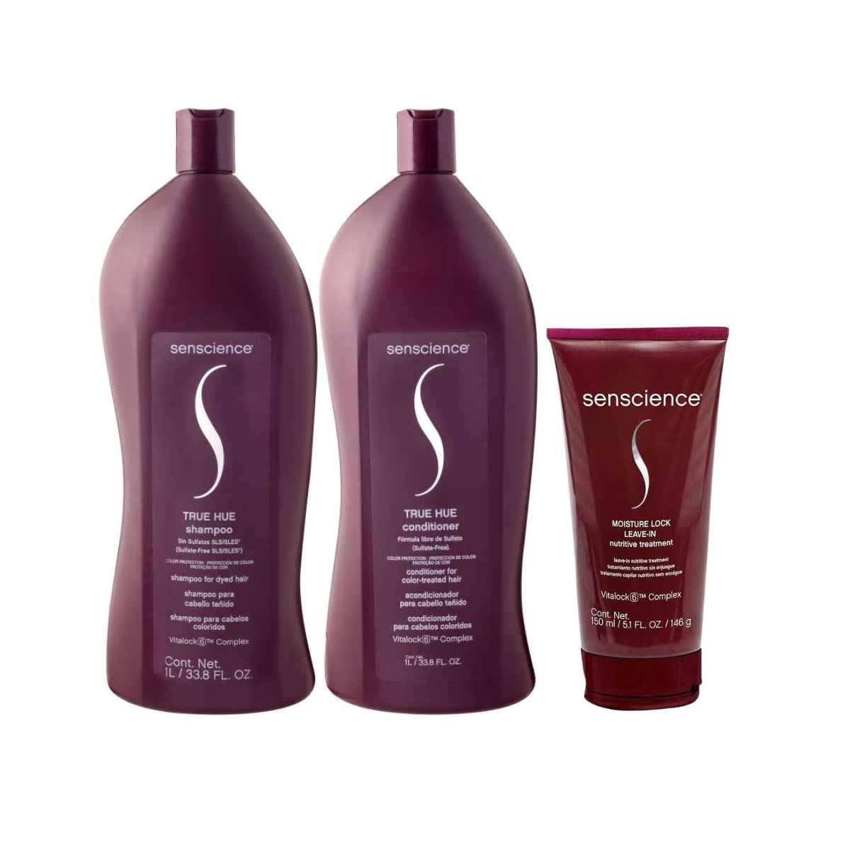 Kit Senscience True Hue Shampoo + Condicionador 1 Litro + Máscara Moisture Lock 150 ml
