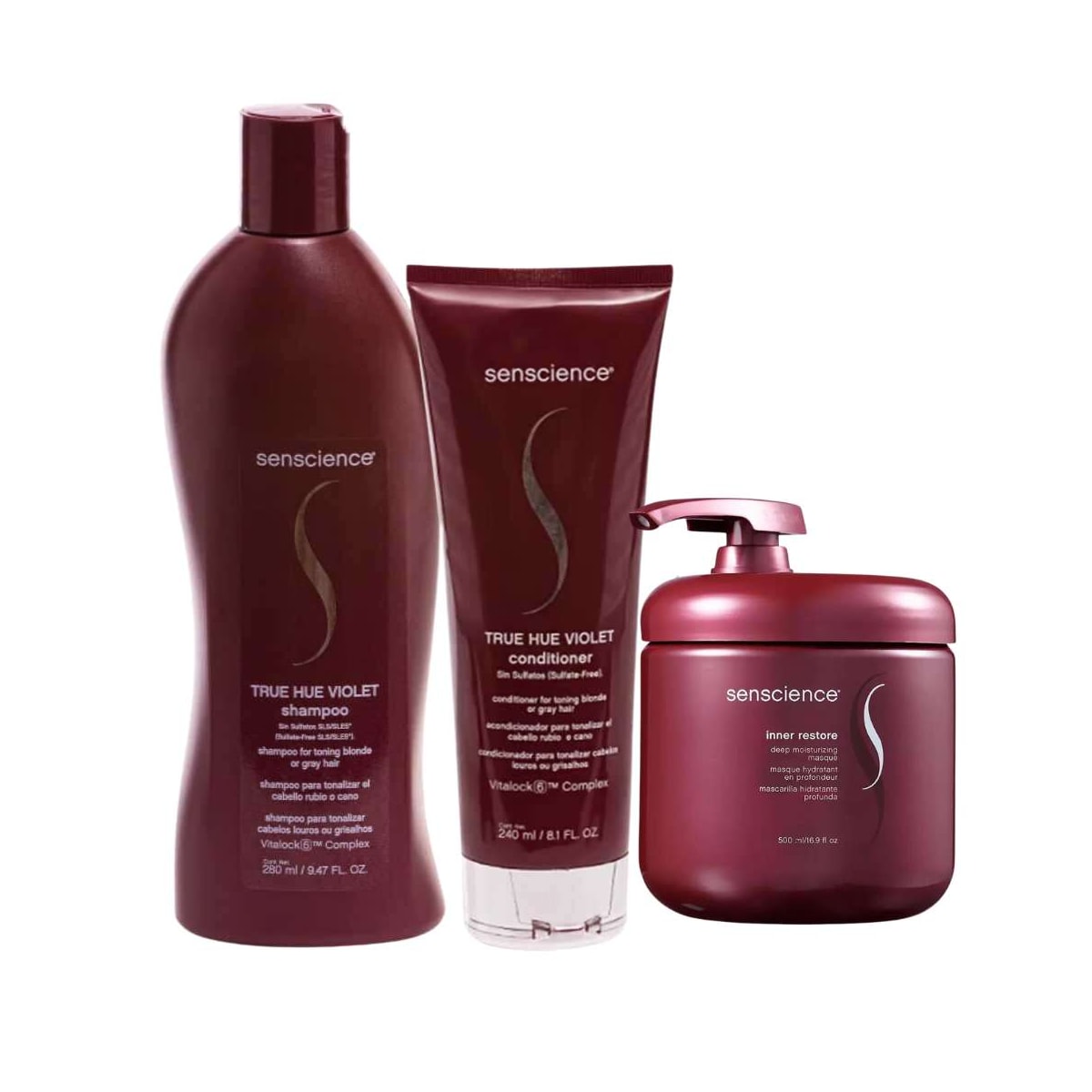 Kit Senscience True Hue Violet Shampoo 280 ml + Condicionador 240 ml + Inner Hidratação 500 ml