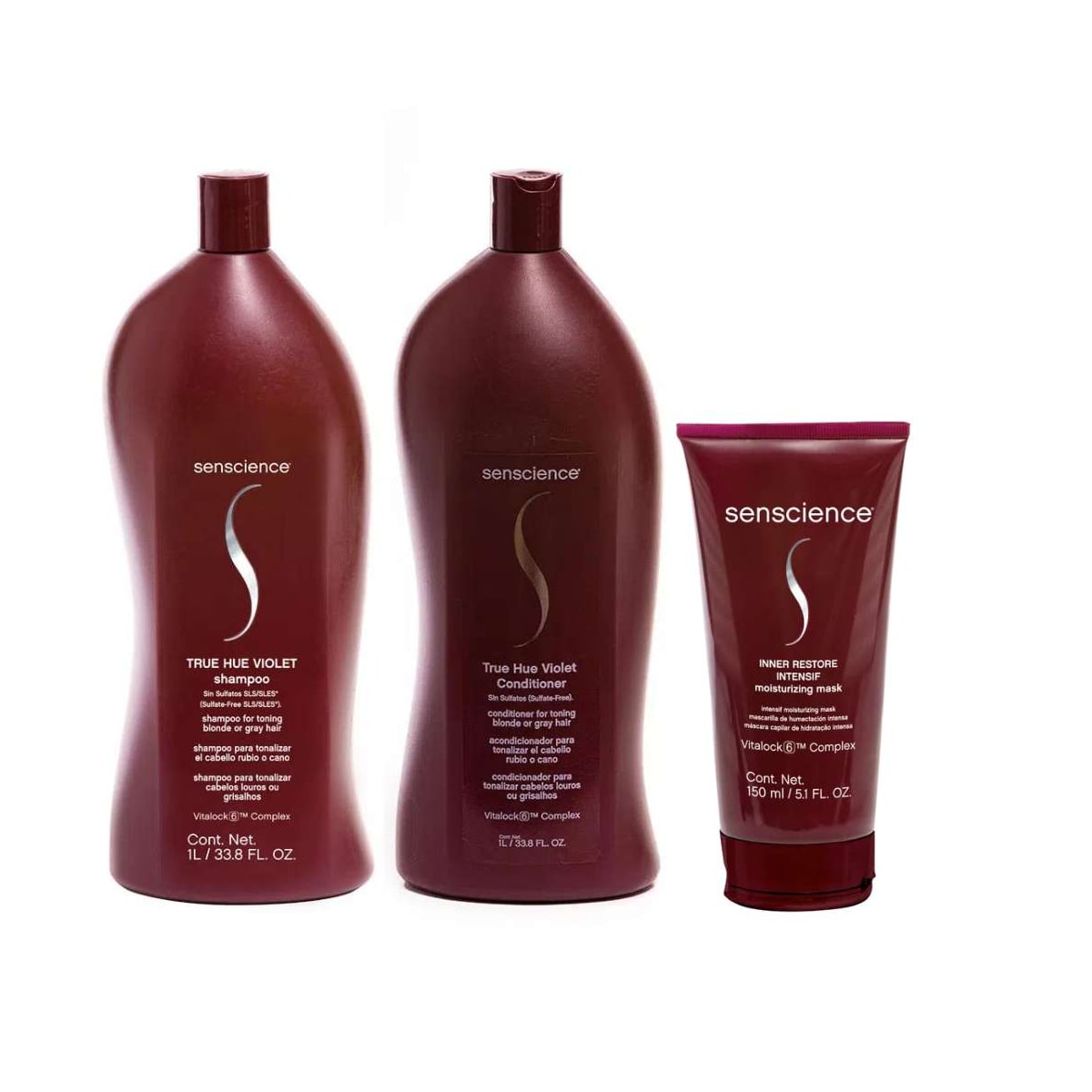 Kit Senscience True Hue Violet Shampoo + Condicionador 1 Litro + Inner Restore Intensif 150 ml Kit Senscience True Hue Violet Shampoo + Condicionador 1 Litro + Inner Restore Intensif 150 ml