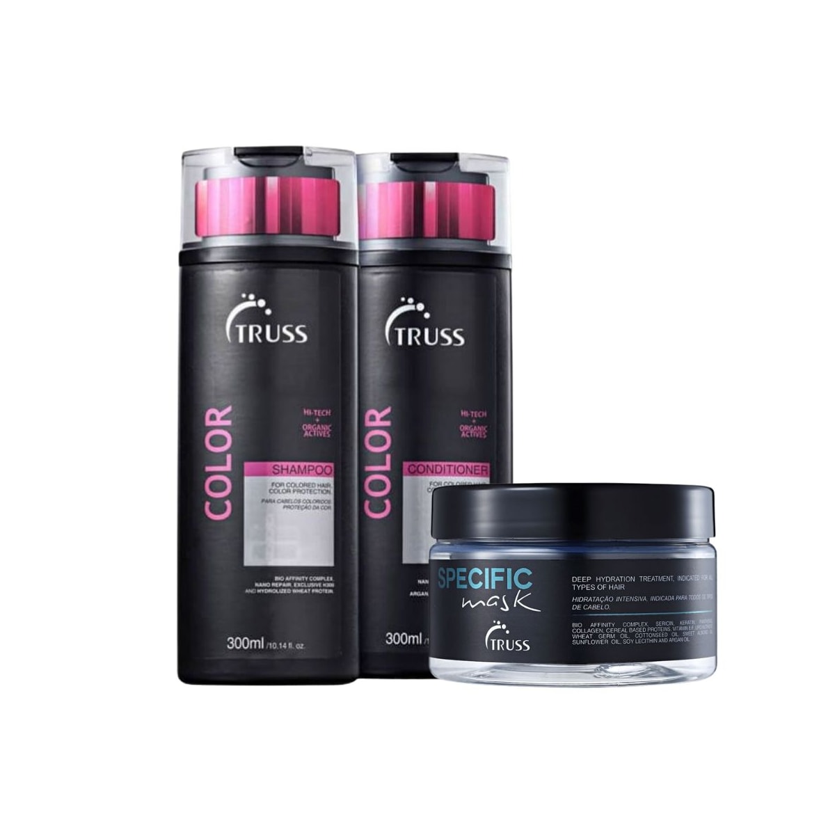 Kit Truss Color Shampoo 300 ml + Condicionador 300 ml + Mask Specific 180 ml Kit Truss Color Shampoo 300 ml + Condicionador 300 ml + Mask Specific 180 ml