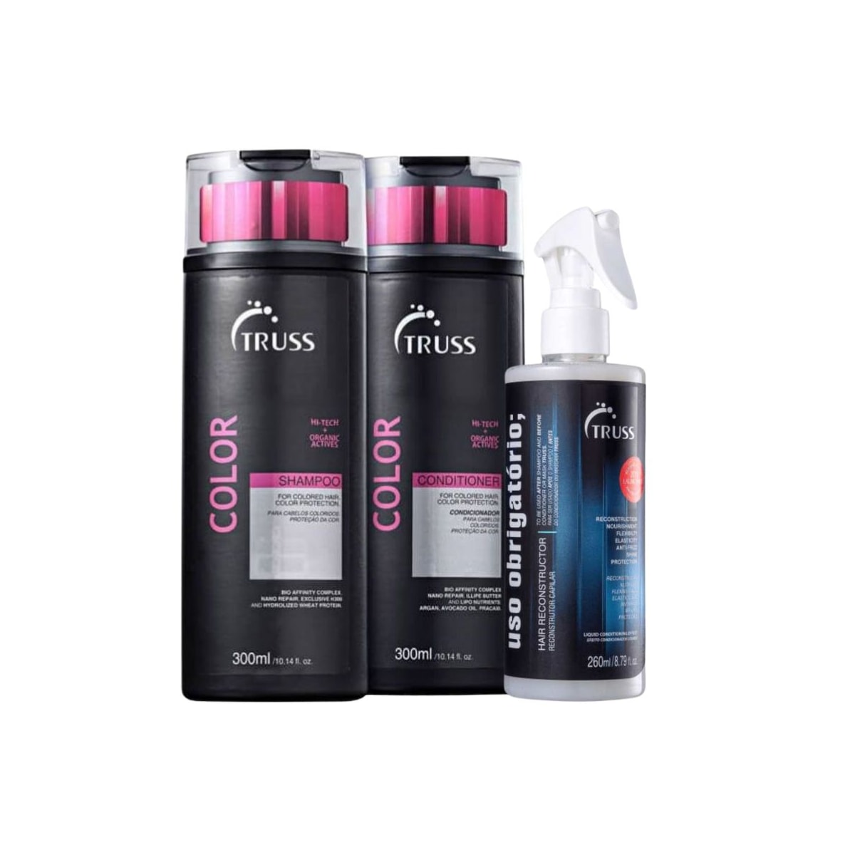 Kit Truss Color Shampoo + Condicionador 300 ml + Uso Obrigatorio 260 ml Kit Truss Color Shampoo + Condicionador 300 ml + Uso Obrigatorio 260 ml