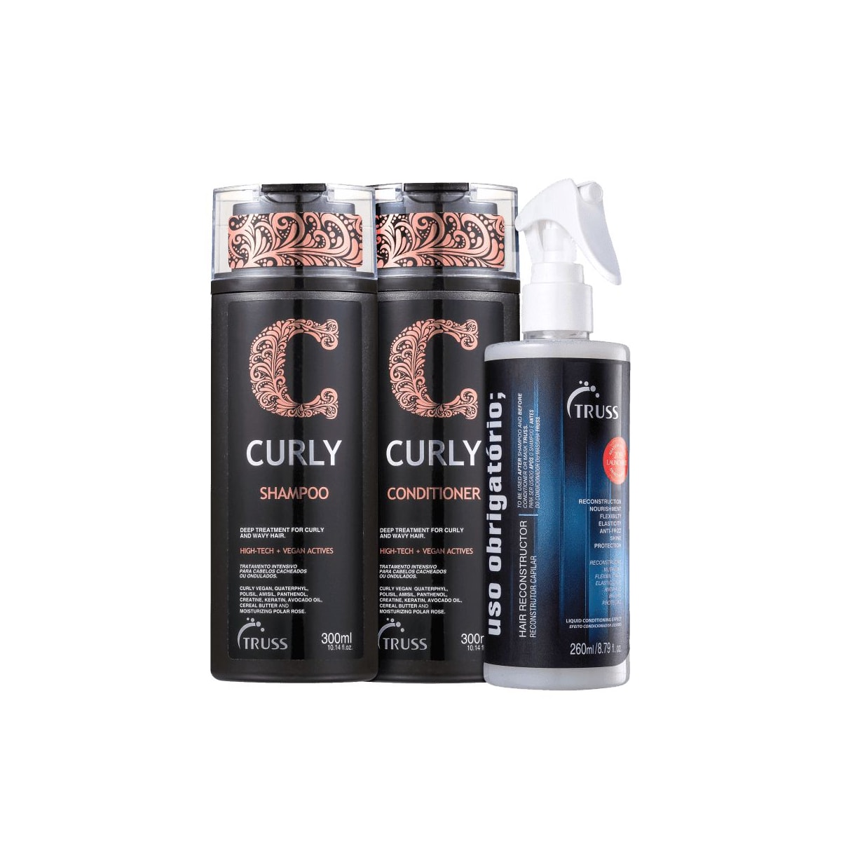 Kit Truss Curly Shampoo 300 ml + Condicionador 300 ml + Uso Obrigatório 260 ml