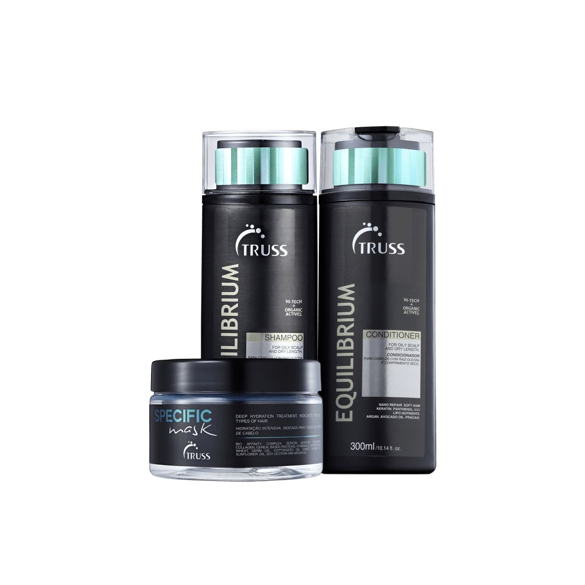 Kit Truss Equilibrium Shampoo 300 ml + Condicionador 300 ml + Máscara 180 ml Kit Truss Equilibrium Shampoo 300 ml + Condicionador 300 ml + Máscara 180 ml