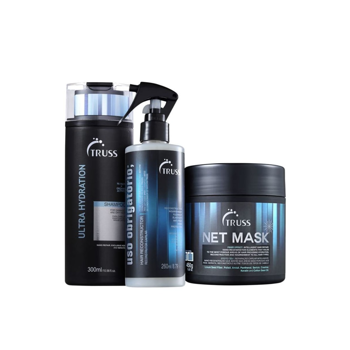 Kit Truss Ultra Hydration Shampoo 300 ml + Net Máscara + Uso Obrigatório 260 ml Kit Truss Ultra Hydration Shampoo 300 ml + Net Máscara + Uso Obrigatório 260 ml