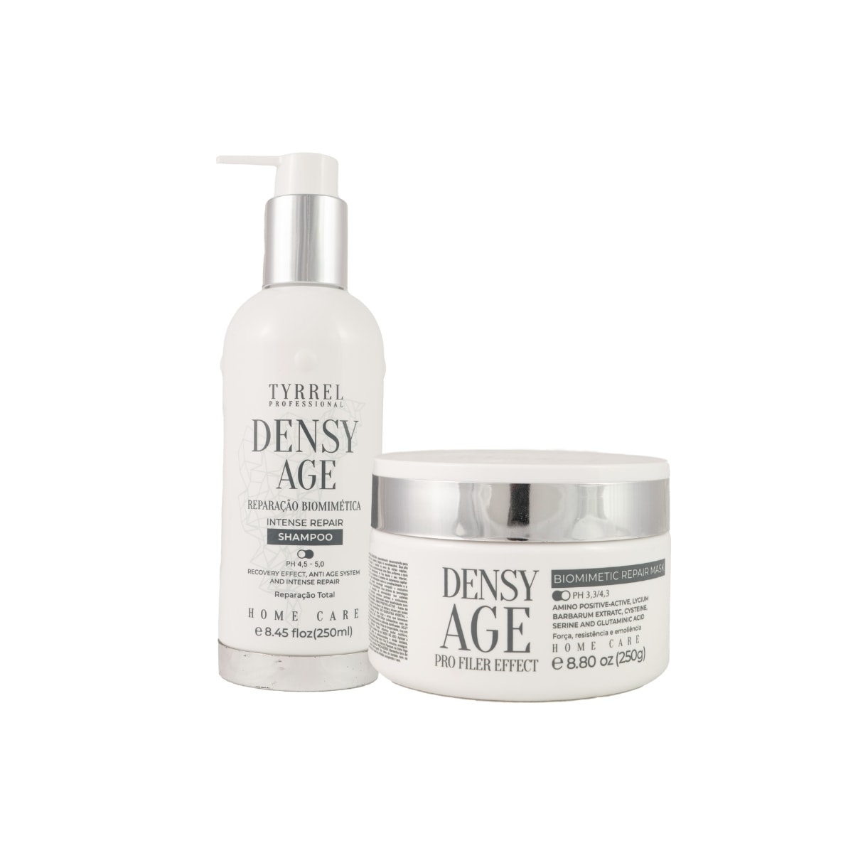 Kit Tyrrel Densy Age Biomimetic Repair Shampoo 250 ml e Máscara 250 g Kit Tyrrel Densy Age Biomimetic Repair Shampoo 250 ml e Máscara 250 g