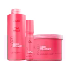 Kit Wella Color Brilliance Shampoo 1 Litro + Máscara 500 ml + Leave-in 150 ml