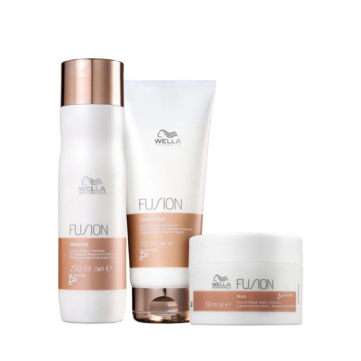Kit Wella Fusion Shampoo 250 ml + Condicionador 200 ml + Máscara 150 ml