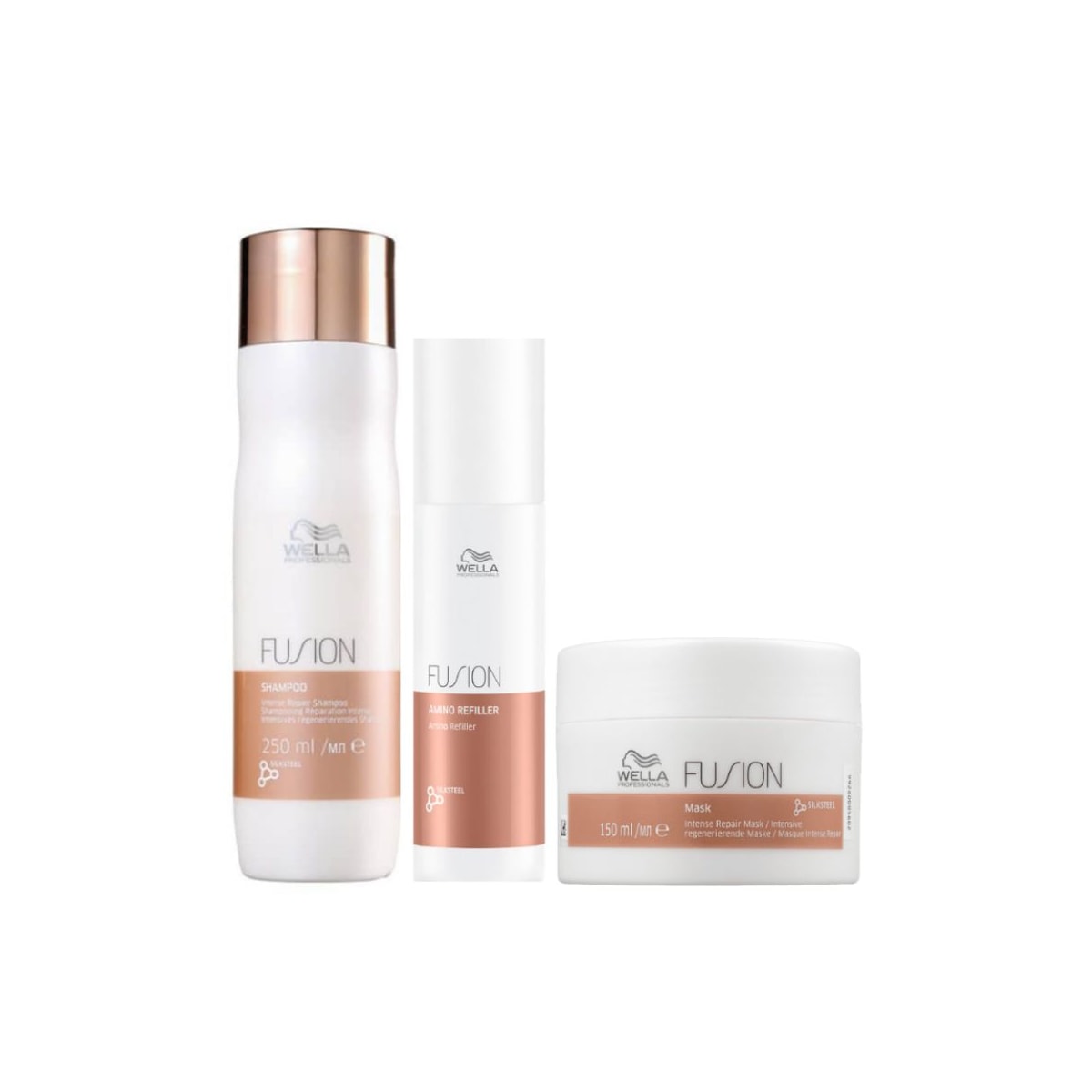 Kit Wella Fusion Shampoo 250 ml + Máscara 150 ml + Reconstrutor 70 ml